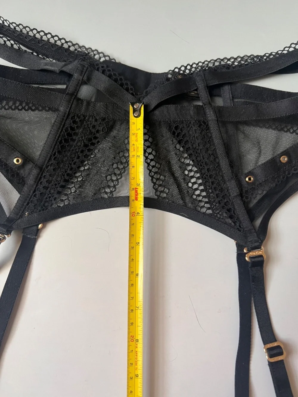 Honey Birdette Black Lace Strappy Garter Belt Suspender Size L - Picture 9 of 12